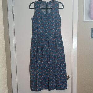 Blue and Red Patterned Sleeveless Dress